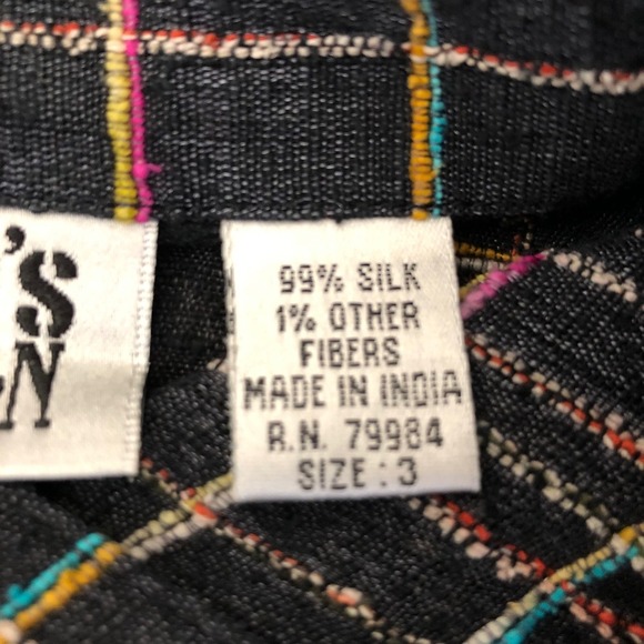 VTG Chico's Design Silk Blend Multicolor Plaid Long Sleeve Button Down Top XL - Picture 14 of 14